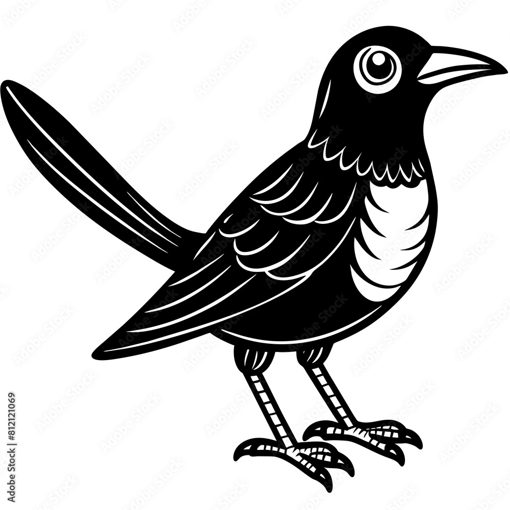 Obraz premium cute-hand-drawn-animal--grackle--cartoon-vector
