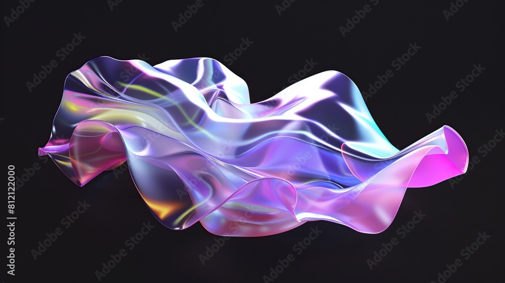 Twisted shape 3D render. Colorful glossy shapes in motion on a black background. Twisted shape 3D render. Colorful glossy shapes in motion on a black background.
