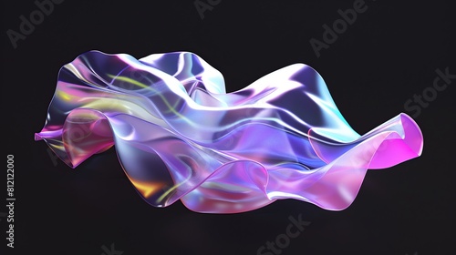 Twisted shape 3D render. Colorful glossy shapes in motion on a black background.