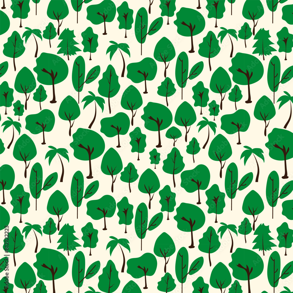 Tree seamless pattern in flat style cute vector background Tree seamless pattern in flat style cute vector background