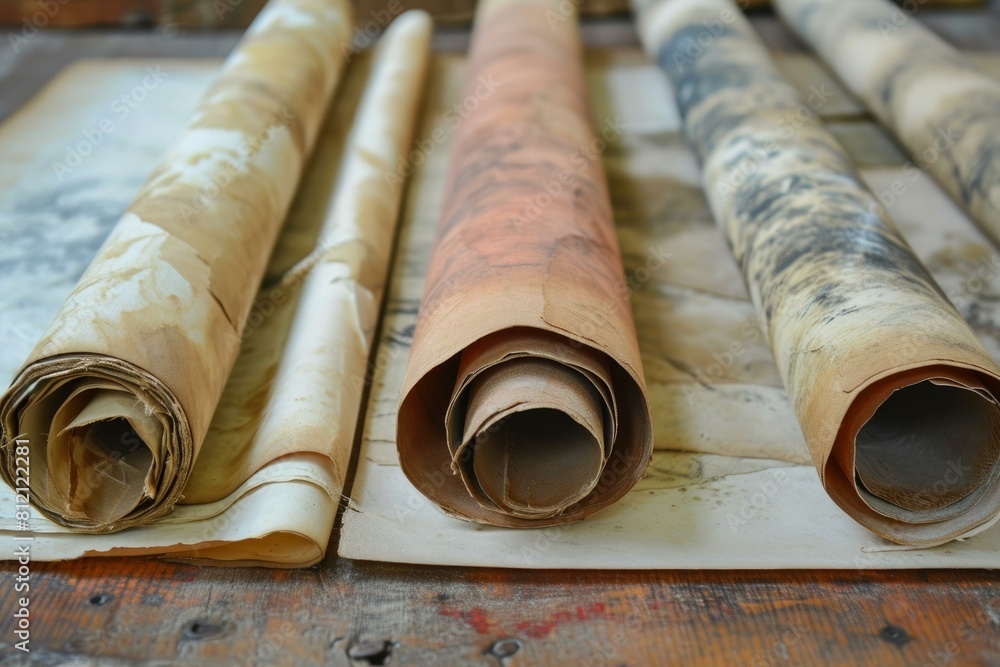 Crinkly Old scrolls. Aged map torn. Generate Ai Crinkly Old scrolls. Aged map torn. Generate Ai