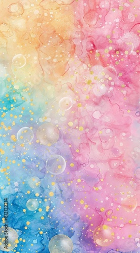 Abstract Painting With Bubbles and Stars