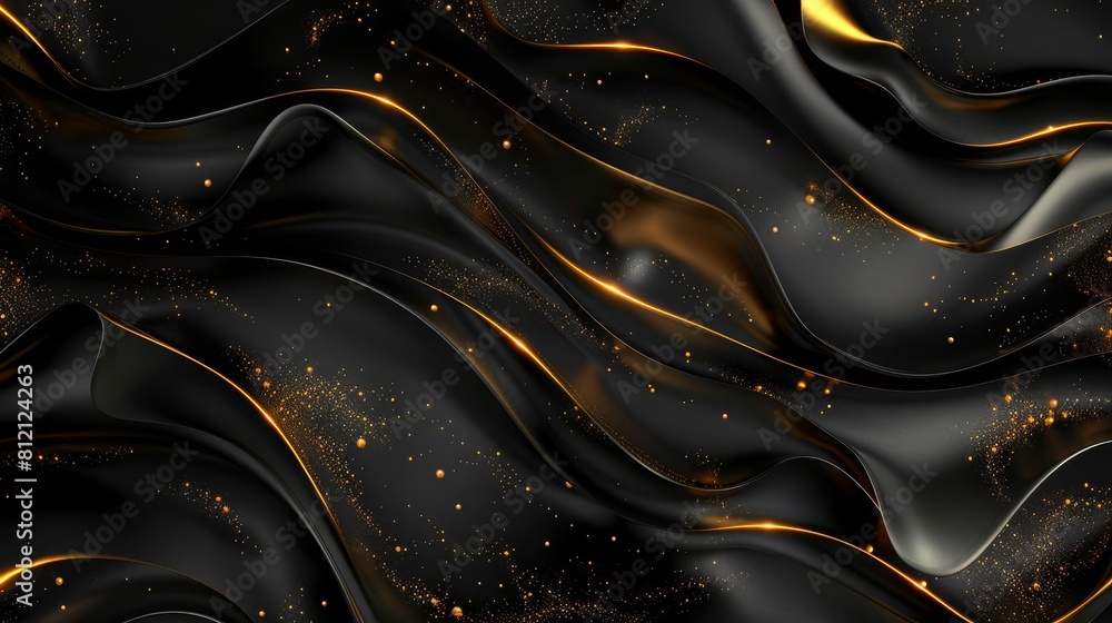 luxurious black and gold abstract noble waves texture background elegant panoramic banner for web design wallpaper or backdrop 8k generative ai illustration luxurious black and gold abstract noble waves texture background elegant panoramic banner for web design wallpaper or backdrop 8k generative ai illustration