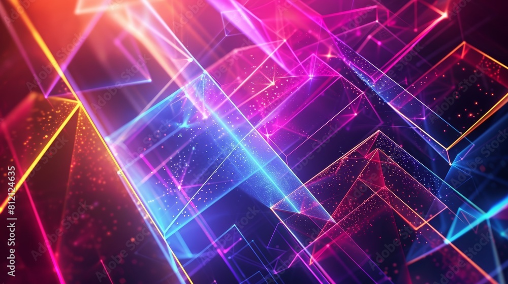 Stunningly vibrant geometric shapes form an abstract landscape of pulsating energy. Stunningly vibrant geometric shapes form an abstract landscape of pulsating energy.