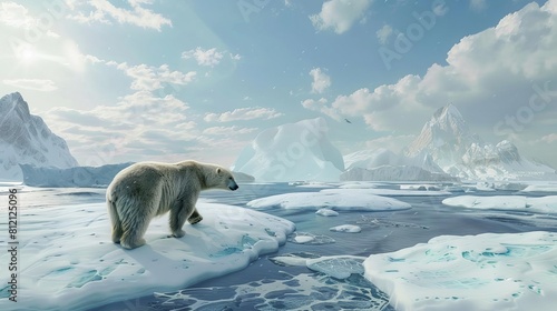 majestic polar bear traversing vast expanse of arctic pack ice pristine wilderness photorealistic 8k ai generated artwork photo