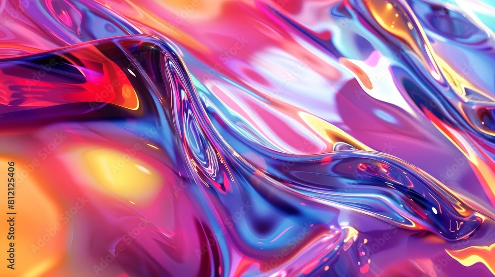 Obraz premium mesmerizing abstract liquid glass shape with vibrant rainbow reflections and fluid motion colorful art digital illustration