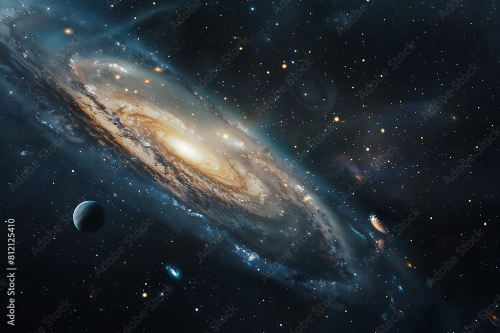 Mesmerizing space scene with stars and galaxies, evoking wonder and exploration Mesmerizing space scene with stars and galaxies, evoking wonder and exploration