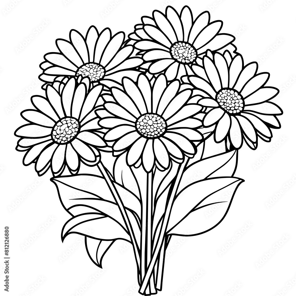 Gerbera flower outline coloring book page line art drawing vector illustration for children and adults Gerbera flower outline coloring book page line art drawing vector illustration for children and adults