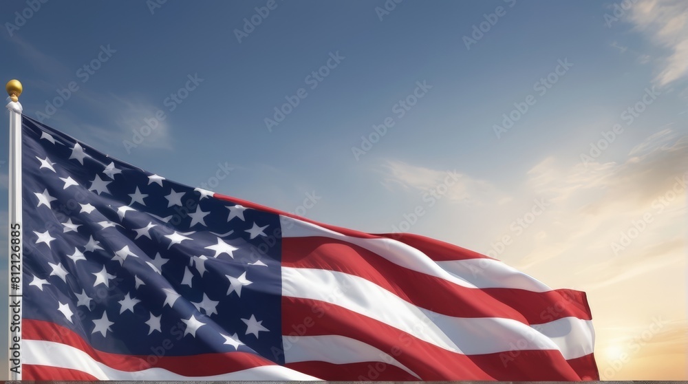 Fototapeta premium Memorial Days USA Flag Salute Suitable for Graphic Resources Banner and Greetings Card Template Copy Space