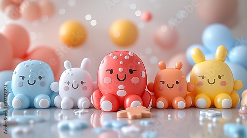 A playful, cartoon-style logo featuring adorable characters and whimsical typography, evoking joy and imagination, isolated on white