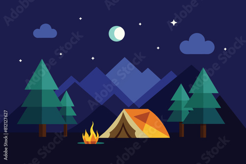 Night Camping vector design © mobarok8888