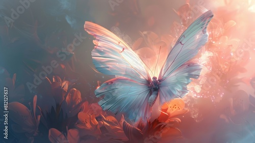 The image is a beautiful painting of a butterfly with its wings spread wide