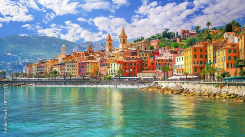 picturesque view of menton charming town on french riviera with colorful buildings and sparkling mediterranean sea idyllic landscape photography