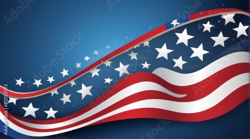 Elegant USA Flag Memorial Ceremony Suitable for Graphic Resources Banner and Greetings Card Template Copy Space