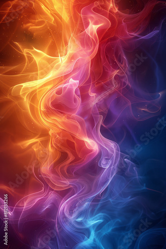 Illustration of a turbulent flow in a fluid, with chaotic eddies and swirls visualized in vibrant colors,