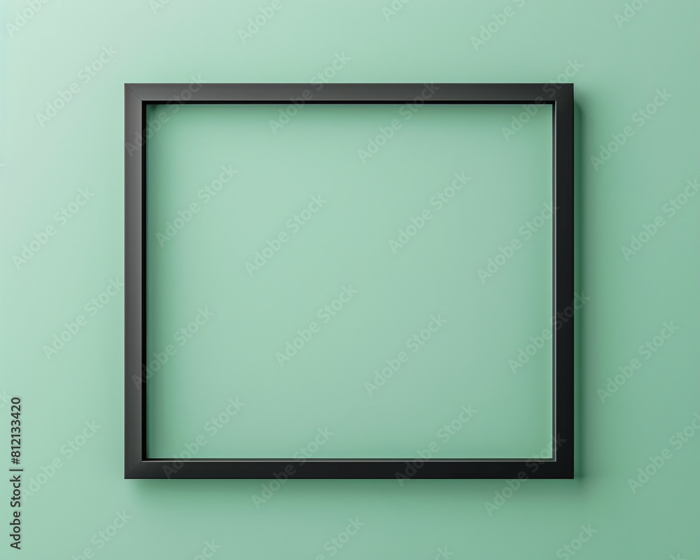 Chic matte black frames on a pastel green background stylish and modern frame mockup high-resolution and clear details Chic matte black frames on a pastel green background stylish and modern frame mockup high-resolution and clear details