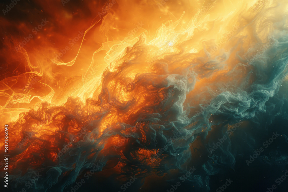Abstract art representing the unpredictable nature of solar flares and their impact on space weather,