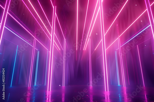 Immerse yourself in a vibrant background illuminated by neon light lines and dynamic laser beams © River Girl