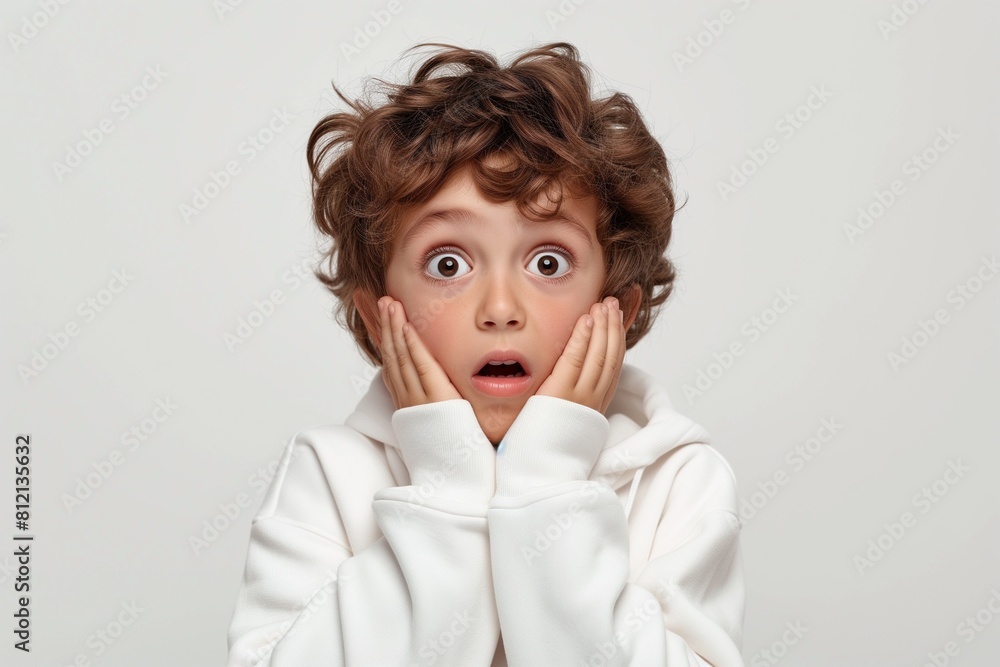 A joyful young boy expressing surprise A joyful young boy expressing surprise