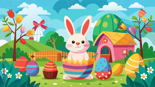 easter template cartoon vector illustration