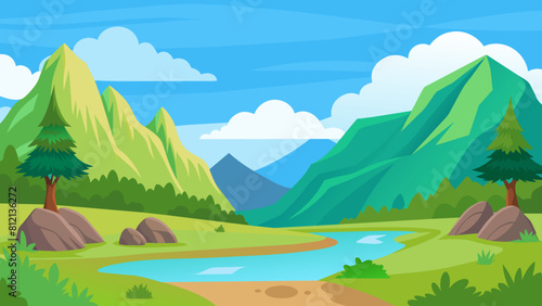 empty blank landscape nature scenes cartoon vector illustration