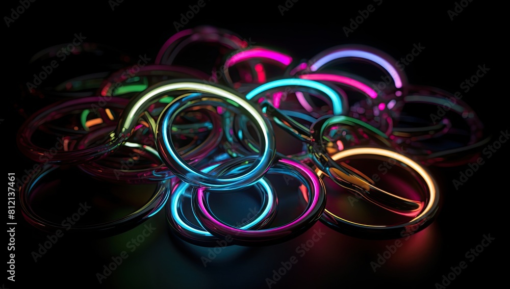 Abstract neon light ring background, Generative AI Abstract neon light ring background, Generative AI