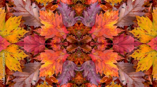 The intricate patterns of a kaleidoscope of autumn leaves.