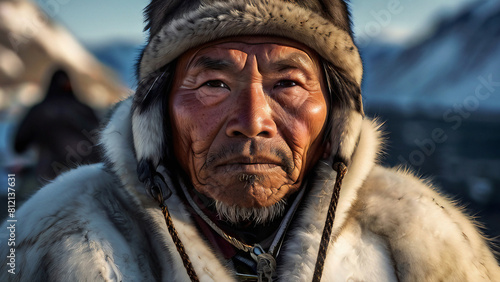 Inuit Man in Traditional Clothes