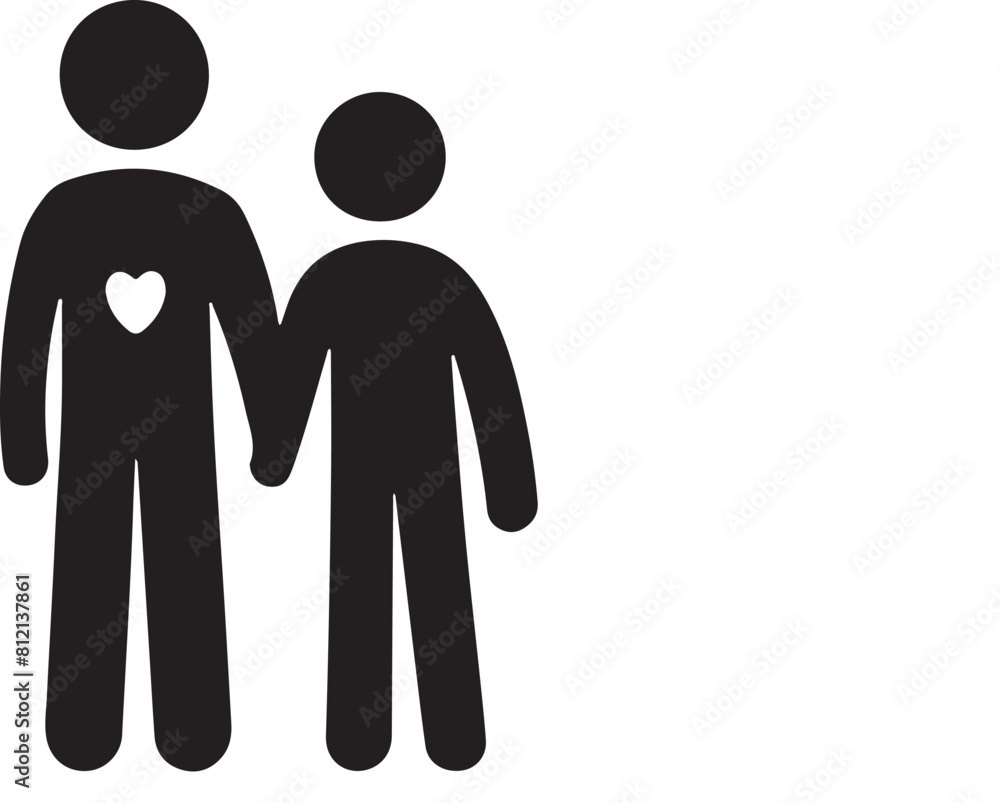 Flat design father and son silhouette Flat design father and son silhouette