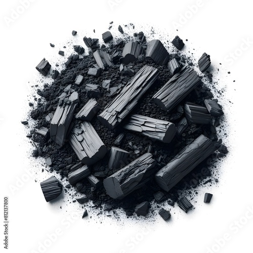 Natural Charcoal powder isolated on a white background