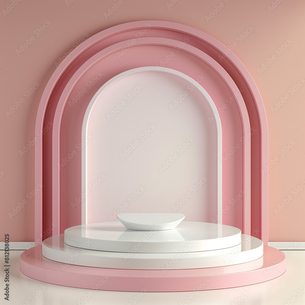 Abstract scene background. Cylinder podium on pink background. Product presentation, mock up, show cosmetic product, Podium, stage pedestal Abstract scene background. Cylinder podium on pink background. Product presentation, mock up, show cosmetic product, Podium, stage pedestal