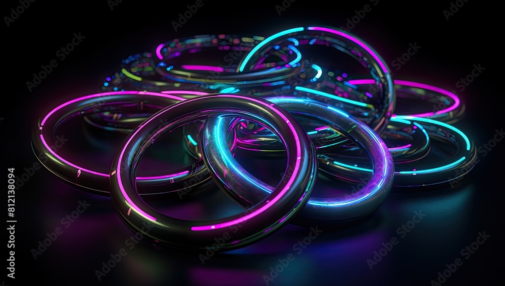 Abstract neon light ring background, Generative AI Abstract neon light ring background, Generative AI