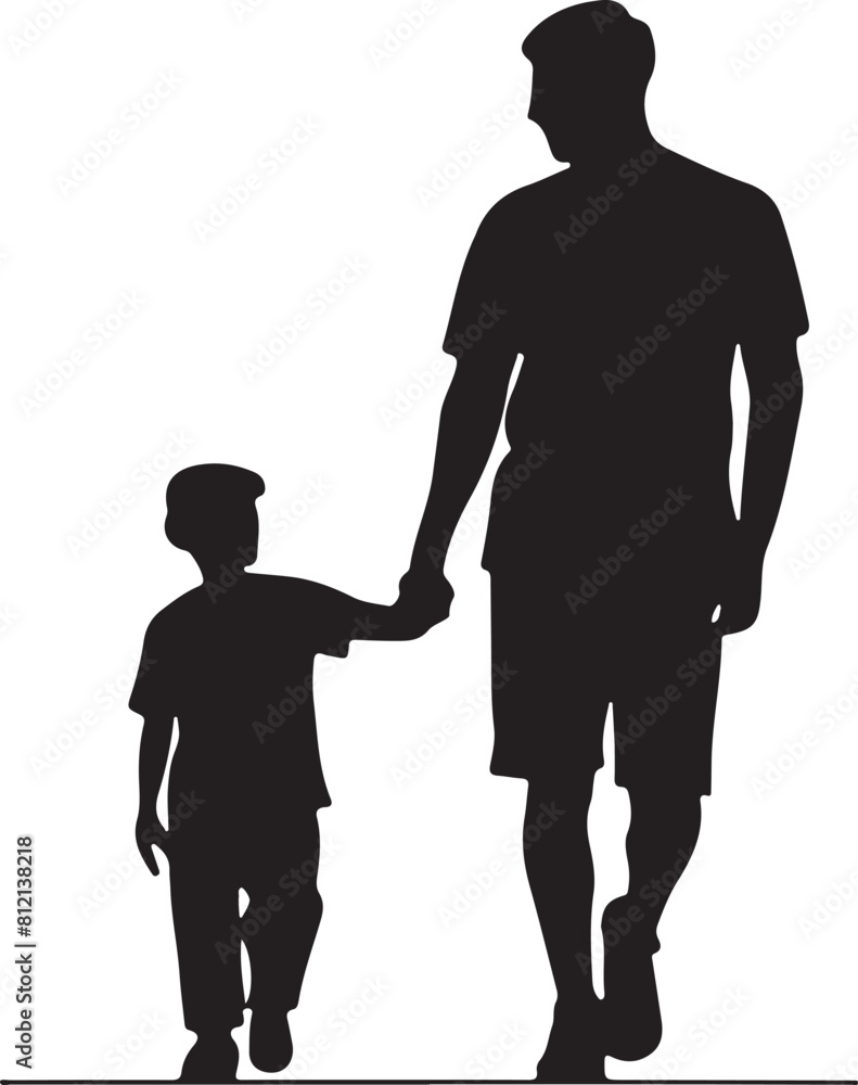 Flat design father and son silhouette Flat design father and son silhouette
