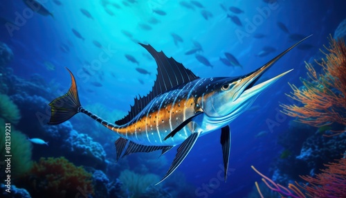 Giant Marlin fish in the ocean, beautiful view of marlin fish in the blue ocean © Virgo Studio Maple