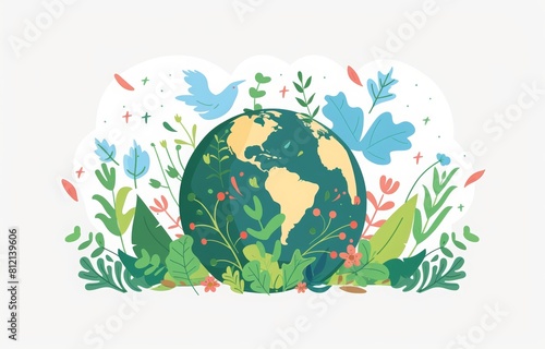 World environment day concept banner with text  5 June World environment day . Green leaves and tree cut out paper effect. World environmental day poster design  earth globe with trees and leaves