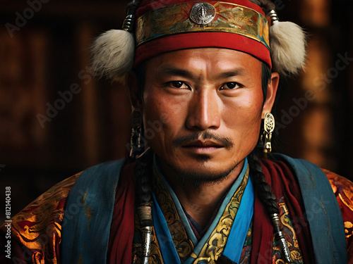 Mongolian Man in Traditional Clothes