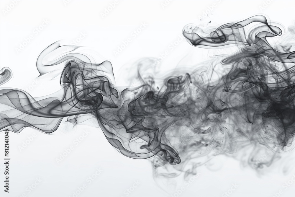 Abstract black gray smoke moving on white background. Steam fire design Abstract black gray smoke moving on white background. Steam fire design