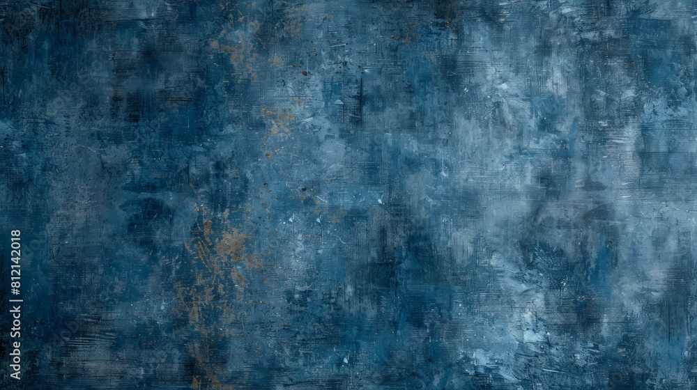 A blue background with a lot of texture and a few specks of gold