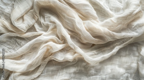 The photo shows a soft, beige fabric with a slightly wrinkled texture photo