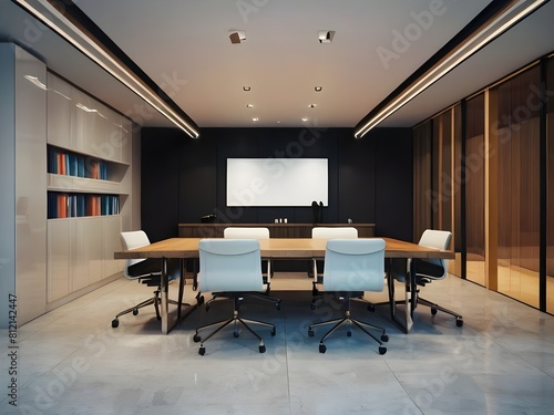 Modern Meeting  room with table projector