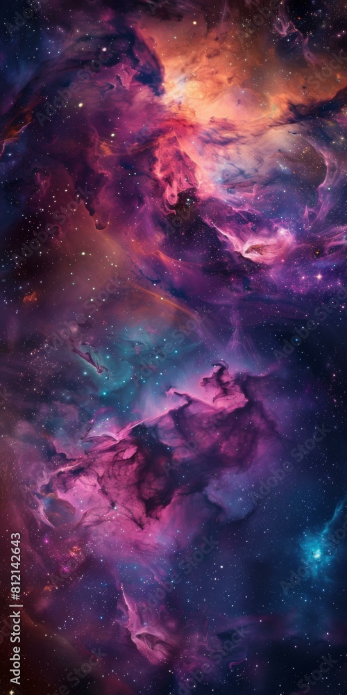 Vibrant Cosmic Nebula Background, Space Exploration Concept
