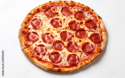 Pepperoni Pizza Against a Clean Canvas
