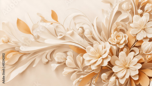 Abstract cream color background on simple floral design wallpaper