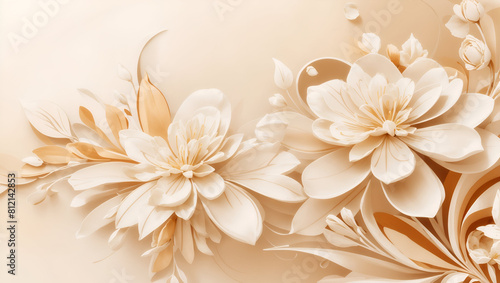 Abstract cream color background on simple floral design wallpaper