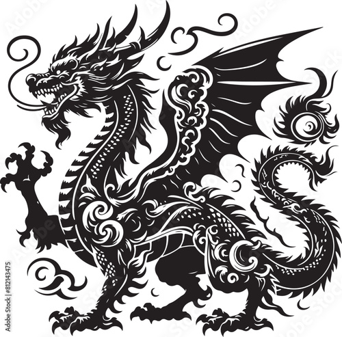 dragon vector Isolated vector objects illustration black color