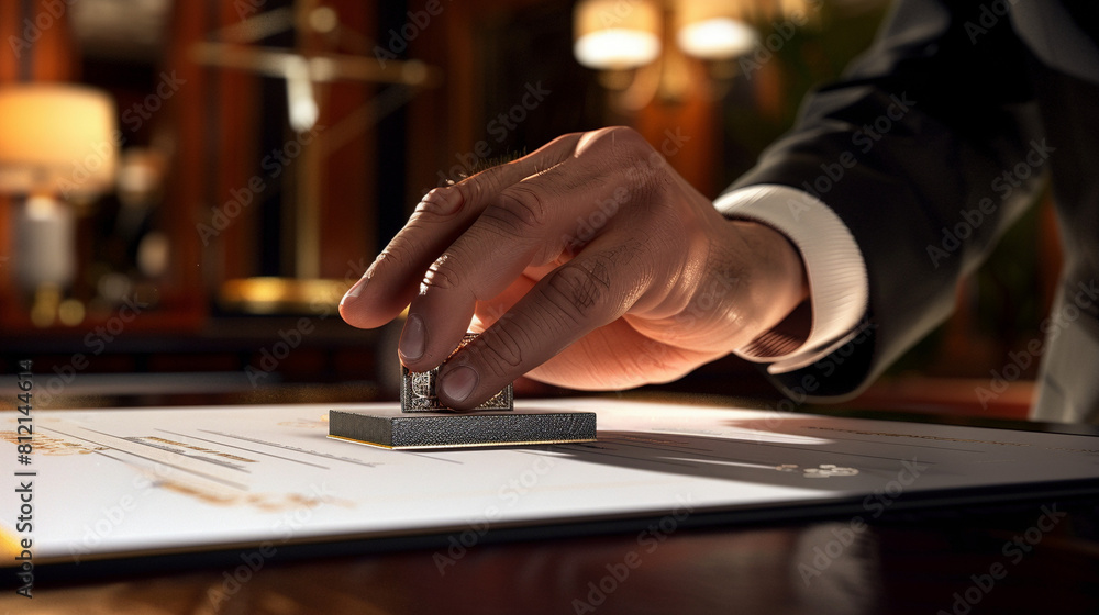Notary Public Stamping Document with Precision Notary Public Stamping Document with Precision