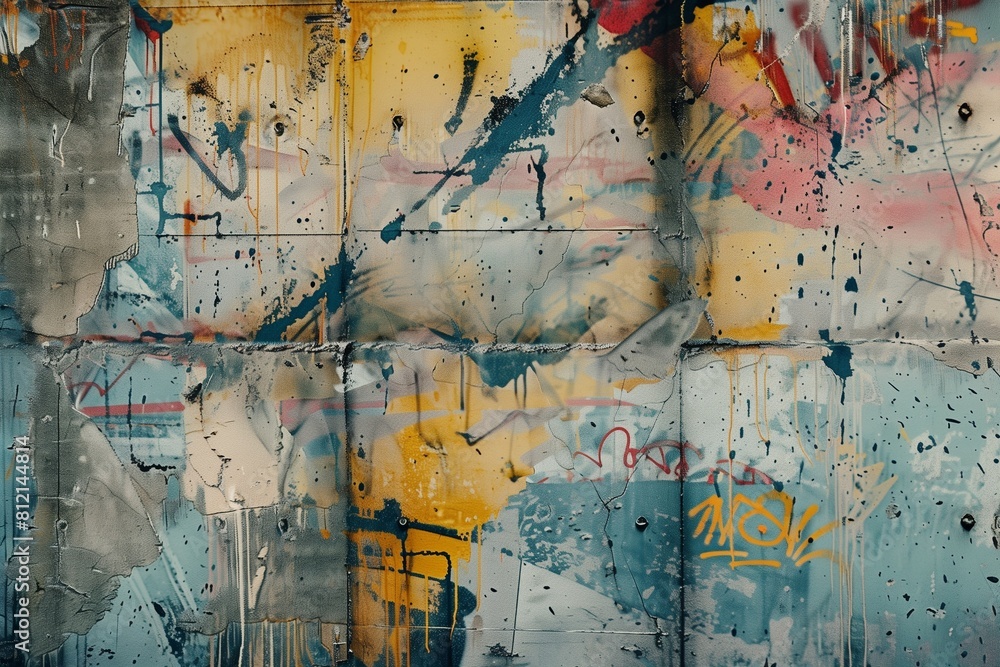 Abstract graffiti paintings on the concrete wall. Background texture