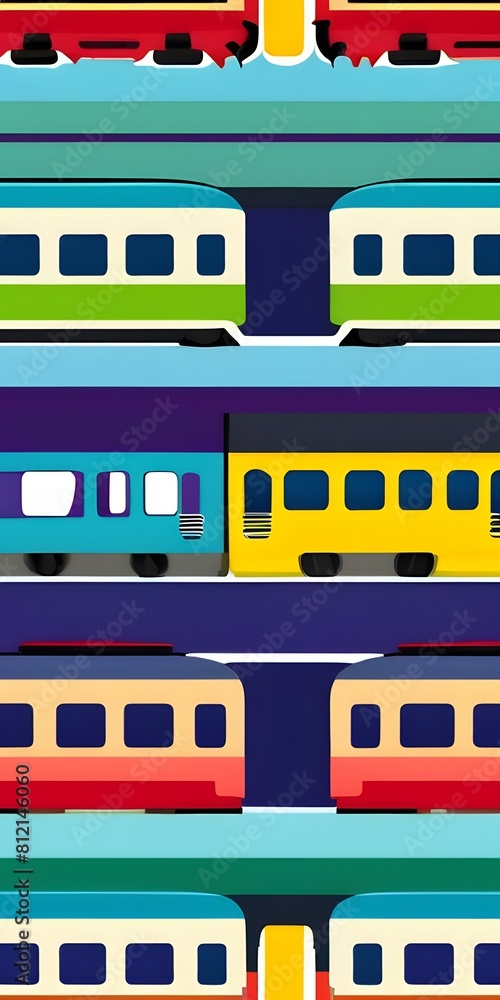 Illustration of trains of different colors Illustration of trains of different colors