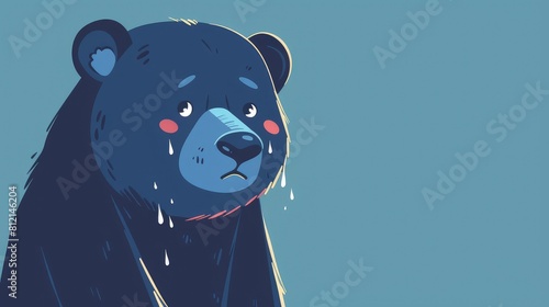 Fototapeta Naklejka Na Ścianę i Meble -  Cartoon bear in a flat color style shedding tears
