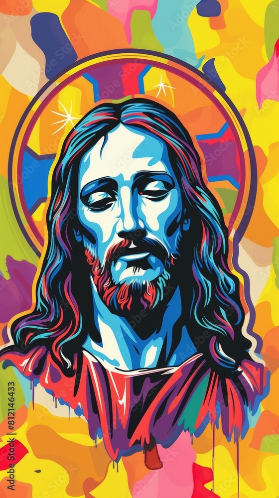Colorful Sticker Illustration for Spiritual Decor Generative AI